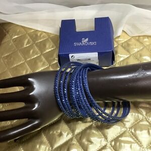 Swarovski Slake Metallic Blue Bracelet Crystal Button NEW